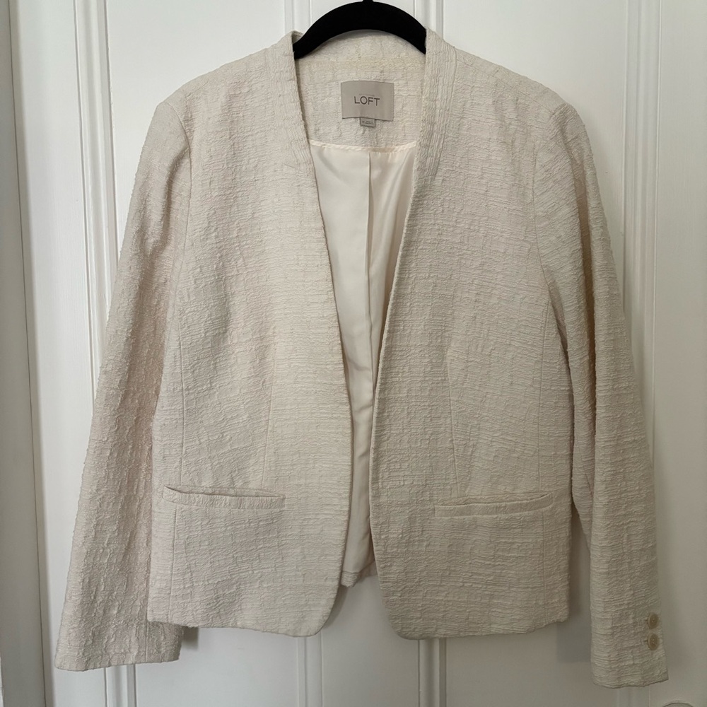 LOFT Women's Ivory Textured Blazer